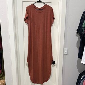 Rust Brown Casual Maxi Dress